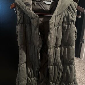 Olive Green Quilted Hooded Vest